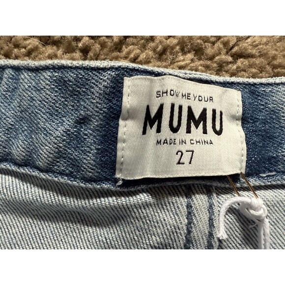 Show Me Your Mumu Long Denim Skirt Front Slit Light Wash Size 27 NWT - Picture 6 of 10